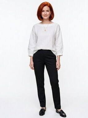 Eileen Fisher Stretch Jersey Pull On Slim Pants Black L Minimalist Slim Leggings